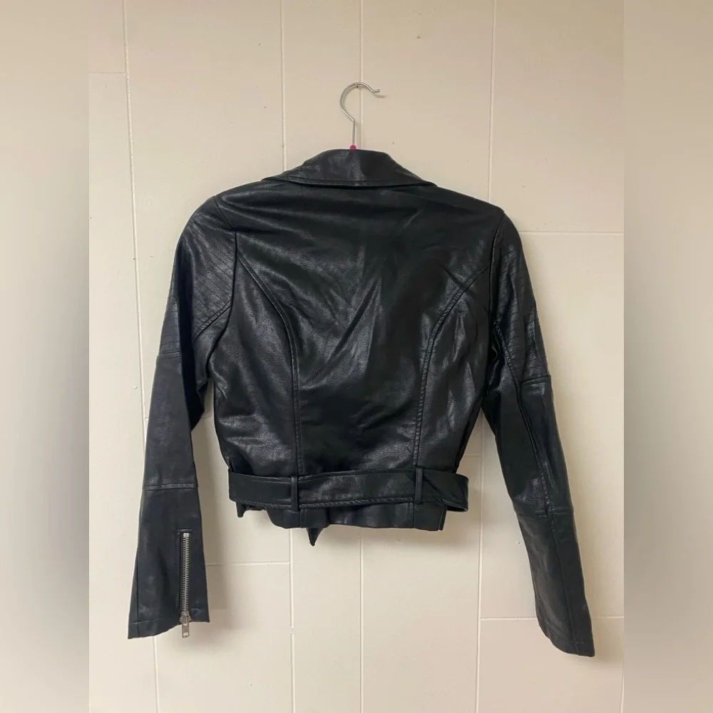 Fashion Nova Black Leather Moto Jacket - Picture 4 of 5